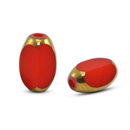 Glasperlen oval Facett Red-gold