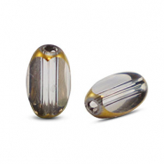 Glasperlen oval Facett Grey transparent-gold