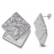 Ohrringe aus Stainless Steel - Rostfreiem Stahl Ohrstecker Quadrat Silver