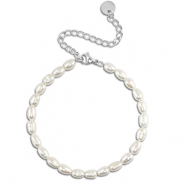 Armb&auml;nder aus Stainless Steel - Rostfreiem Stahl Perlen Silver