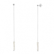 Ohrringe / Ohrstecker aus Stainless Steel - Rostfreiem Stahl Perlen Silver