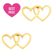 Stainless Steel - Rostfrei Stahl Anh&auml;nger/Zwischenst&uuml;ck double Herz Gold