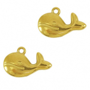 Stainless Steel - Rostfrei Stahl Anh&auml;nger Wal Gold