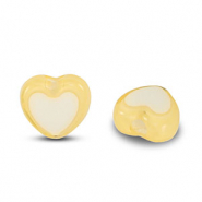 Acryl Perlen Herz Yellow-white