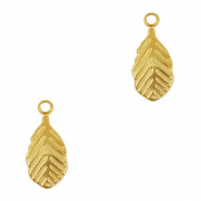 Stainless Steel - Rostfrei Stahl Anh&auml;nger Blatt Gold