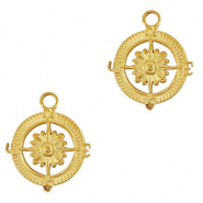 Stainless Steel - Rostfrei Stahl Anh&auml;nger Kompass Blume Gold