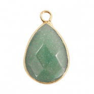 Naturstein Anh&auml;nger Tropfenform Light green-gold