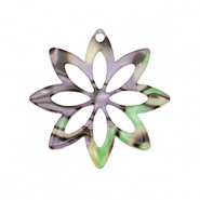 Resin Anh&auml;nger Blume Multicolor purple-green
