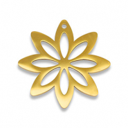 Stainless Steel - Rostfrei Stahl Anh&auml;nger Blume Gold