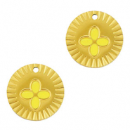 Stainless Steel - Rostfrei Stahl Anhänger Runden Blume Gold-yellow