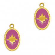 Stainless Steel - Rostfrei Stahl Anhänger Oval Sonne Gold-purple