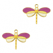 Stainless Steel - Rostfrei Stahl Anhänger Libelle Gold-purple