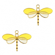 Stainless Steel - Rostfrei Stahl Anh&auml;nger Libelle Gold-yellow