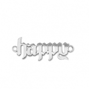 Stainless Steel - Rostfrei Stahl Anh&auml;nger Zwischenst&uuml;ck ''happy'' Silver