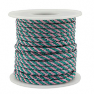 Trendy Kordel geflochten 3.5mm Blue-pink-silver