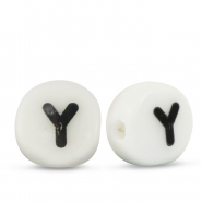 Buchstaben Perlen aus Keramik Y White-black