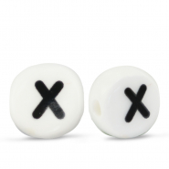 Buchstaben Perlen aus Keramik X White-black