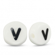 Buchstaben Perlen aus Keramik V White-black