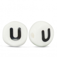 Buchstaben Perlen aus Keramik U White-black