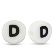 Buchstaben Perlen aus Keramik D White-black