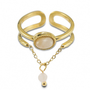 Ringe aus Stainless Steel - Rostfreiem Stahl mit Naturstein Gold-off white-white