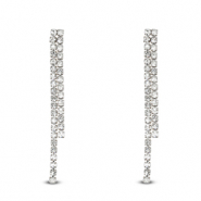 Ohrringe / Ohrstecker aus Stainless Steel - Rostfreiem Stahl mit ungleichmäßigem Strass Silver