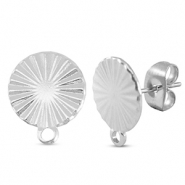 Stainless Steel - Rostfrei Stahl Schmuckzubehör Ohrringe / Ohrstecker rund mit Öse Silver