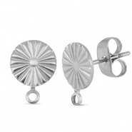 Stainless Steel - Rostfrei Stahl Schmuckzubehör Ohrringe / Ohrstecker rund mit Öse Silver