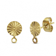 Stainless Steel - Rostfrei Stahl Schmuckzubehör Ohrringe / Ohrstecker rund mit Öse Gold