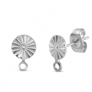 Stainless Steel - Rostfrei Stahl Schmuckzubehör Ohrringe / Ohrstecker rund mit Öse Silver