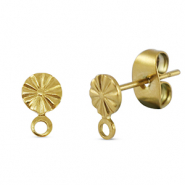 Stainless Steel - Rostfrei Stahl Schmuckzubehör Ohrringe / Ohrstecker rund mit Öse Gold