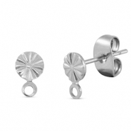 Stainless Steel - Rostfrei Stahl Schmuckzubehör Ohrringe / Ohrstecker rund mit Öse Silver