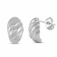Ohrringe / Ohrstecker aus Stainless Steel - Rostfreiem Stahl Verdreht Silver