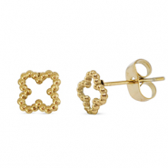Ohrringe / Ohrstecker aus Stainless Steel - Rostfreiem Stahl Glücksklee Gold