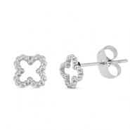 Ohrringe / Ohrstecker aus Stainless Steel - Rostfreiem Stahl Glücksklee Silver