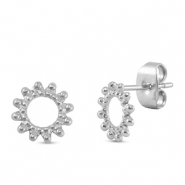 Ohrringe / Ohrstecker aus Stainless Steel - Rostfreiem Stahl Blume Silver