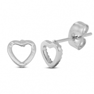 Ohrringe / Ohrstecker aus Stainless Steel - Rostfreiem Stahl Herz Silver