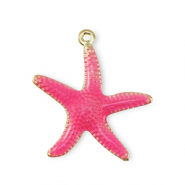 Brass TQ Metall Anh&auml;nger Seestern Gold-dark pink
