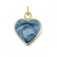 Brass TQ Metall Anh&auml;nger Herz Gold-blue marble