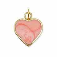 Brass TQ Metall Anh&auml;nger Herz Gold-light pink marble