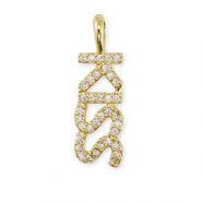 Brass TQ Metall Anh&auml;nger Zirkonia "Kiss Gold