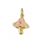 Brass TQ Metall Anh&auml;nger Fliegenpilz Gold-light pink