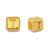Metall Perlen Buchstabe DQ T Gold (Nickelfrei)