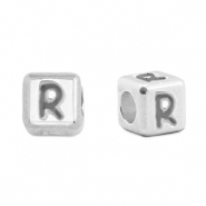 Metall Perlen Buchstabe DQ R Antik silber (Nickelfrei)
