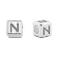 Metall Perlen Buchstabe DQ N Antik silber (Nickelfrei)