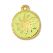 Metall Anh&auml;nger DQ Sonne Gold-lime yellow (Nickelfrei)
