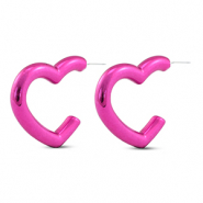 Trendy Ohrringe Herz Magenta pink