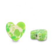 Naturstein Perlen Herz Green-white-brown