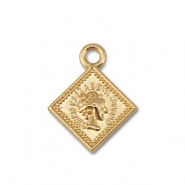 Metall Anh&auml;nger Rhombus mit Queen Elisabeth Gold