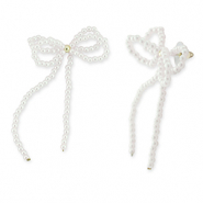 Trendy Ohrringe/Ohrstecker Perlen Schleife White-gold